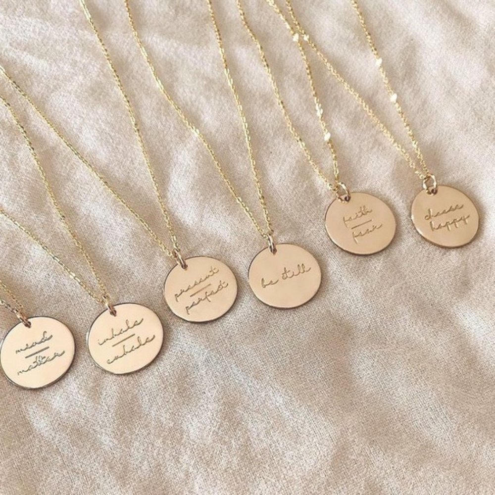 “Enough” Minimalist Mantra Dainty Bohemian Gold/Silver Self-Love Charm N… - Picture 9 of 13